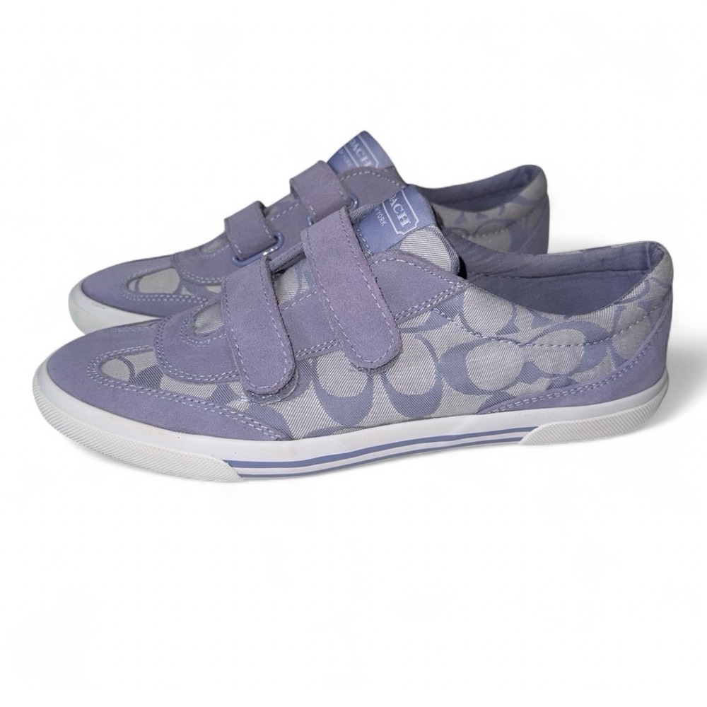 Coach Priya Sneakers Womens 8.5 Lavender Signature C Suede Hook & Loop Y2K Retro